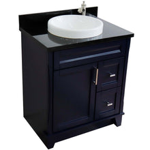 Load image into Gallery viewer, 31&quot; Single sink vanity in Blue finish with Black galaxy granite with round sink - 400700-31-BU-BGRD