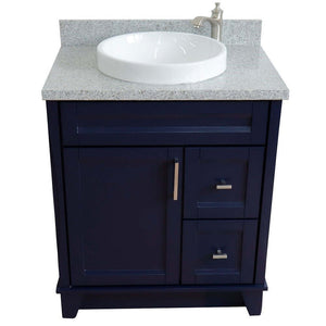 31" Single sink vanity in Blue finish with Gray granite with round sink - 400700-31-BU-GYRD