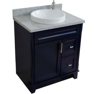 31" Single sink vanity in Blue finish with Gray granite with round sink - 400700-31-BU-GYRD