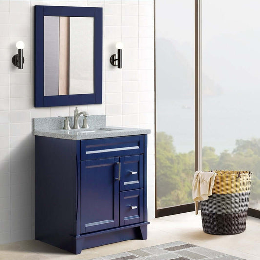 31" Single sink vanity in Blue finish with Gray granite with rectangle sink - 400700-31-BU-GYR