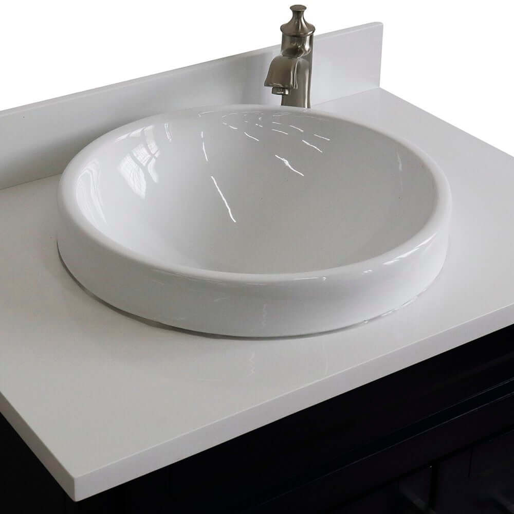 31" Single sink vanity in Blue finish with White quartz with round sink - 400700-31-BU-WERD