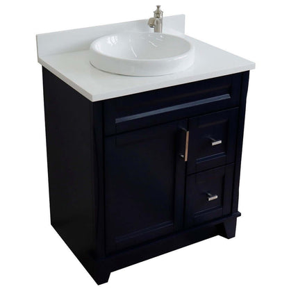 31" Single sink vanity in Blue finish with White quartz with round sink - 400700-31-BU-WERD