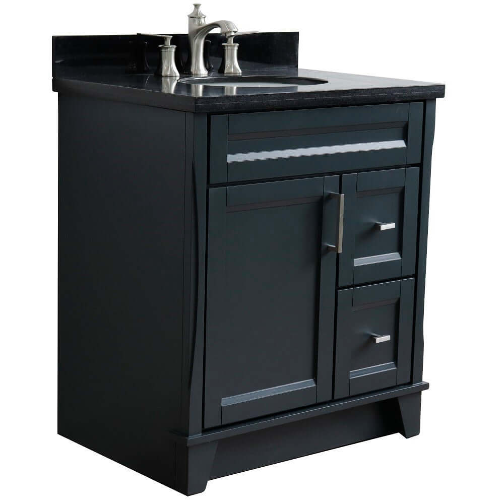 31" Single sink vanity in Dark Gray finish with Black galaxy granite with oval sink - 400700-31-DG-BGO