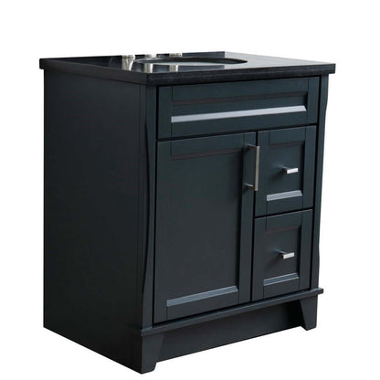 31" Single sink vanity in Dark Gray finish with Black galaxy granite with oval sink - 400700-31-DG-BGO