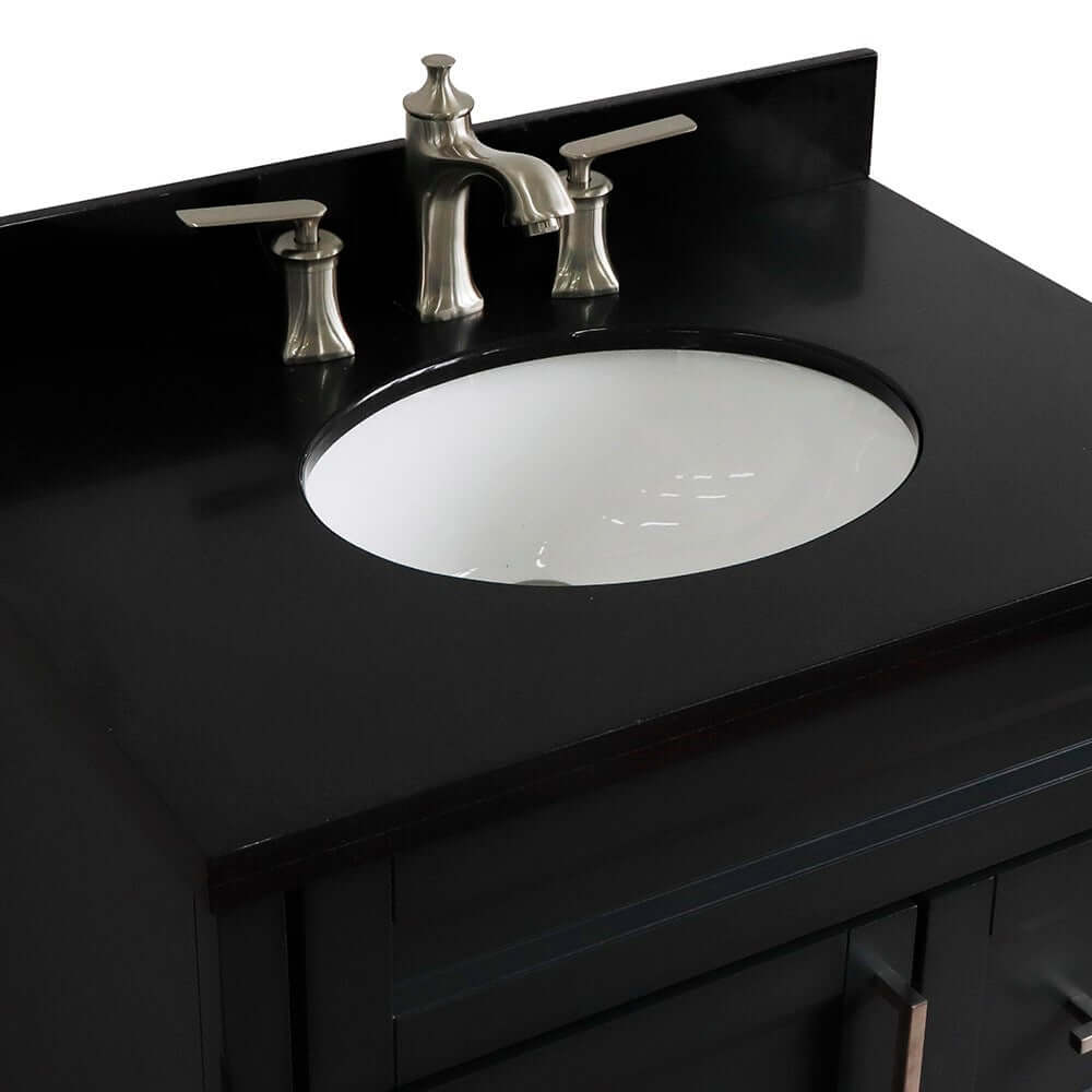 31" Single sink vanity in Dark Gray finish with Black galaxy granite with oval sink - 400700-31-DG-BGO