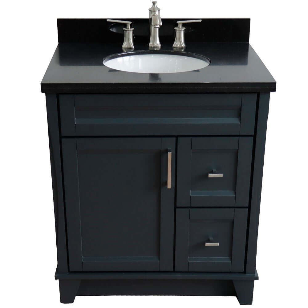 31" Single sink vanity in Dark Gray finish with Black galaxy granite with oval sink - 400700-31-DG-BGO