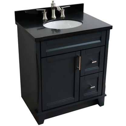 31" Single sink vanity in Dark Gray finish with Black galaxy granite with oval sink - 400700-31-DG-BGO