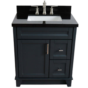 31" Single sink vanity in Dark Gray finish with Black galaxy granite with rectangle sink - 400700-31-DG-BGR