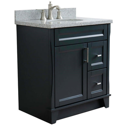 31" Single sink vanity in Dark Gray finish with Gray granite with oval sink - 400700-31-DG-GYO