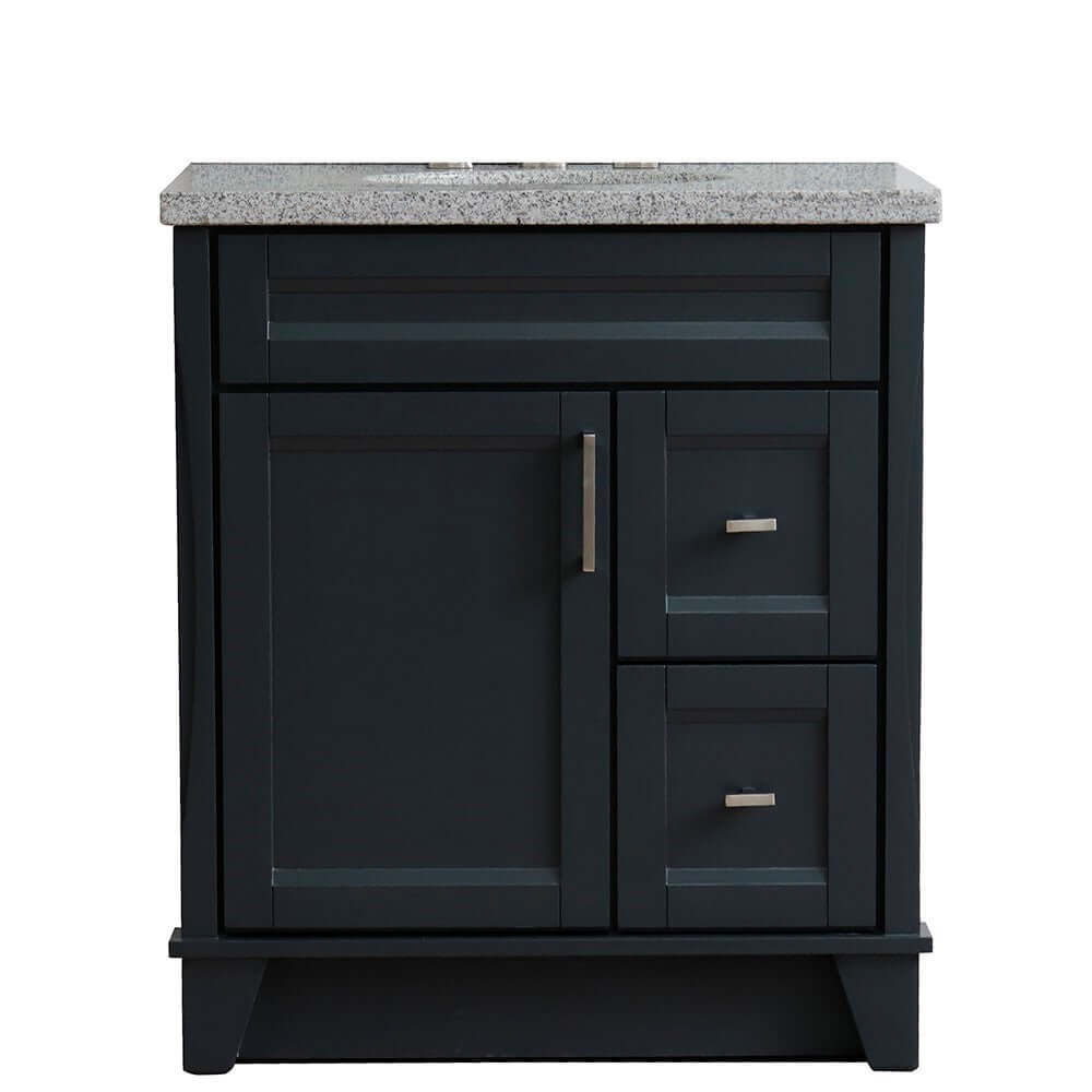 31" Single sink vanity in Dark Gray finish with Gray granite with oval sink - 400700-31-DG-GYO