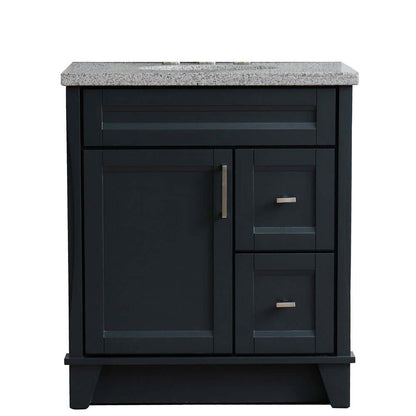 31" Single sink vanity in Dark Gray finish with Gray granite with oval sink - 400700-31-DG-GYO