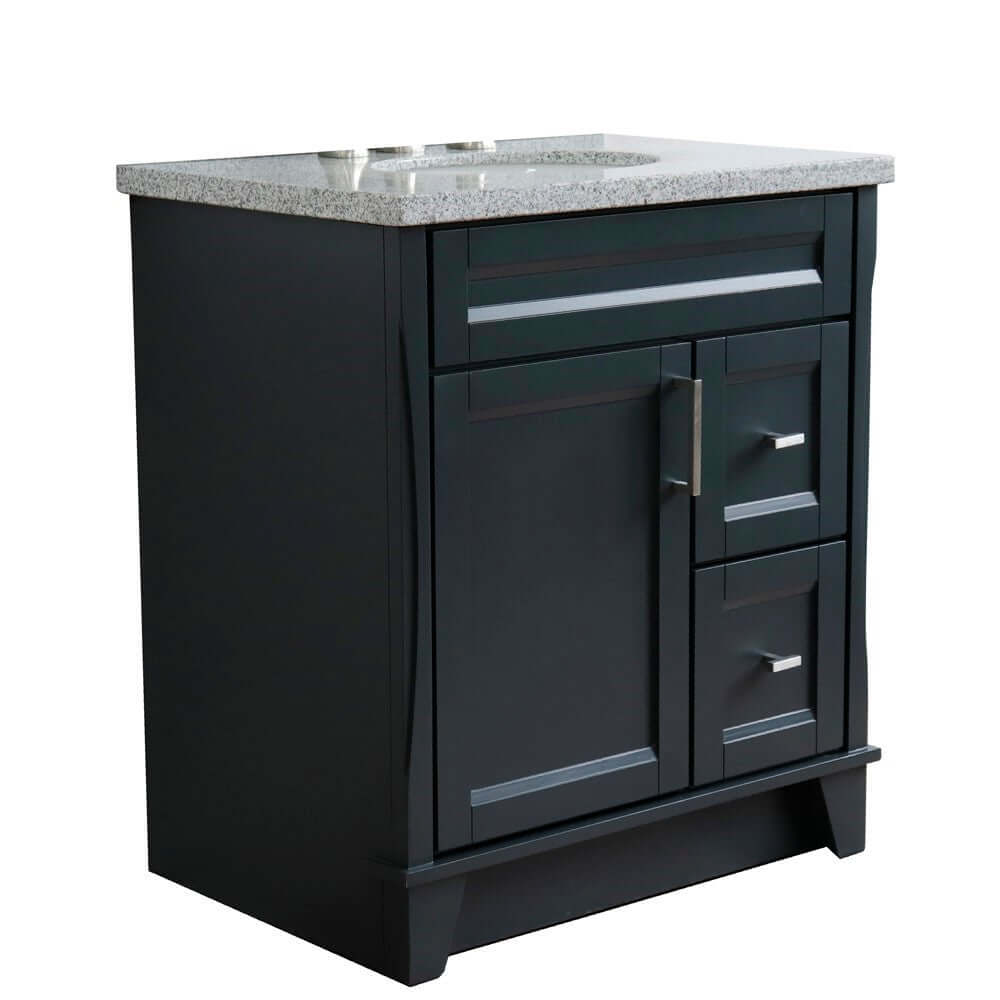 31" Single sink vanity in Dark Gray finish with Gray granite with oval sink - 400700-31-DG-GYO