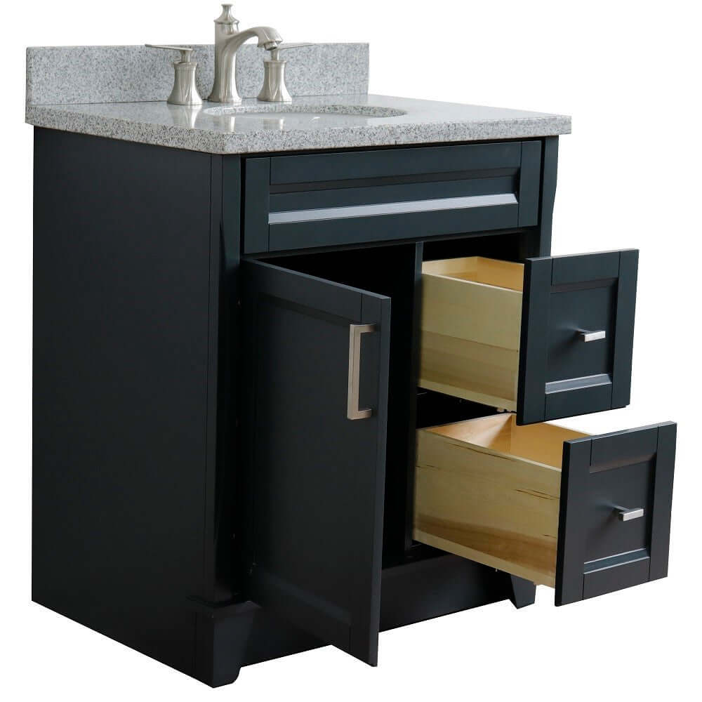 31" Single sink vanity in Dark Gray finish with Gray granite with oval sink - 400700-31-DG-GYO