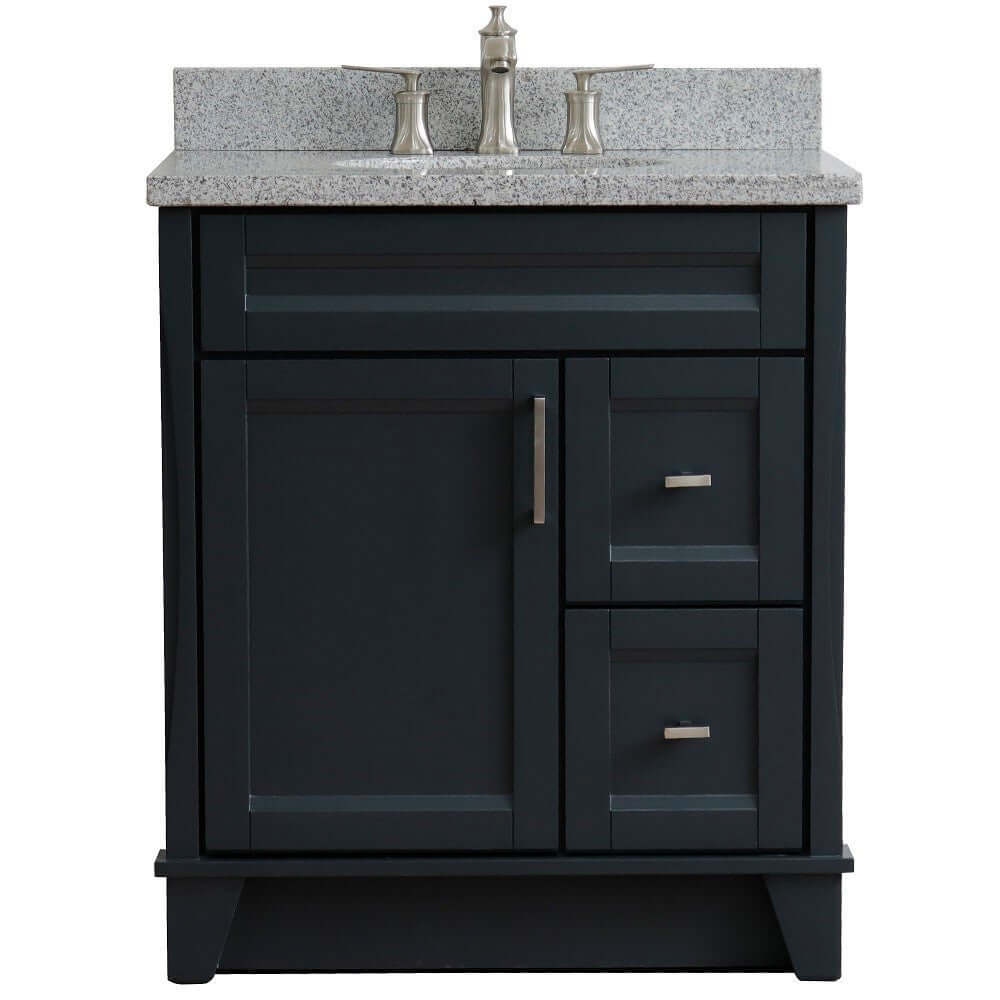 31" Single sink vanity in Dark Gray finish with Gray granite with oval sink - 400700-31-DG-GYO