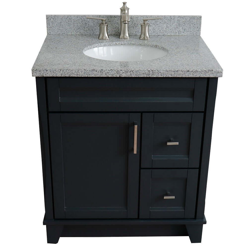 31" Single sink vanity in Dark Gray finish with Gray granite with oval sink - 400700-31-DG-GYO