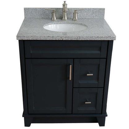 31" Single sink vanity in Dark Gray finish with Gray granite with oval sink - 400700-31-DG-GYO