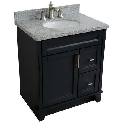 31" Single sink vanity in Dark Gray finish with Gray granite with oval sink - 400700-31-DG-GYO