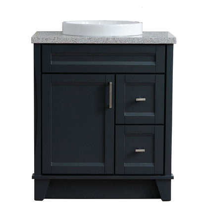31" Single sink vanity in Dark Gray finish with Gray granite with round sink - 400700-31-DG-GYRD