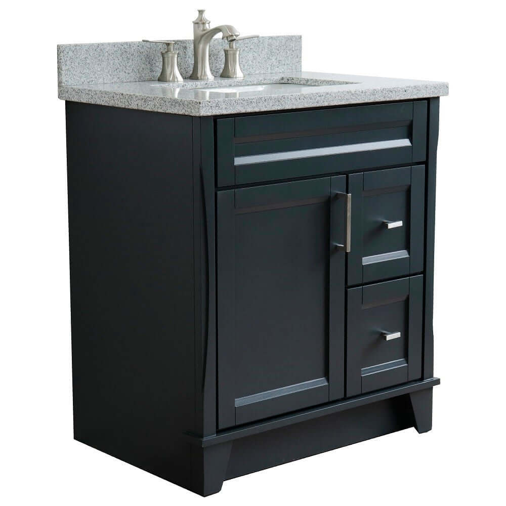 31" Single sink vanity in Dark Gray finish with Gray granite with rectangle sink - 400700-31-DG-GYR