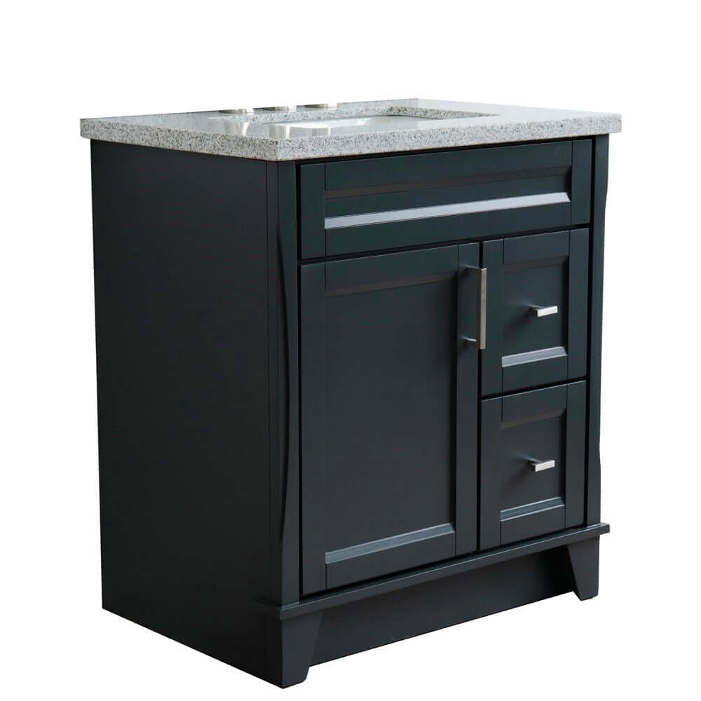 31" Single sink vanity in Dark Gray finish with Gray granite with rectangle sink - 400700-31-DG-GYR