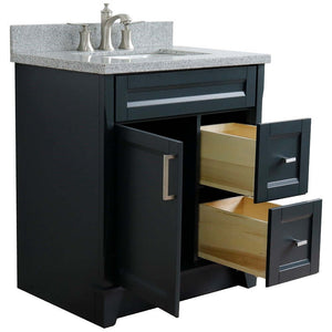 31" Single sink vanity in Dark Gray finish with Gray granite with rectangle sink - 400700-31-DG-GYR