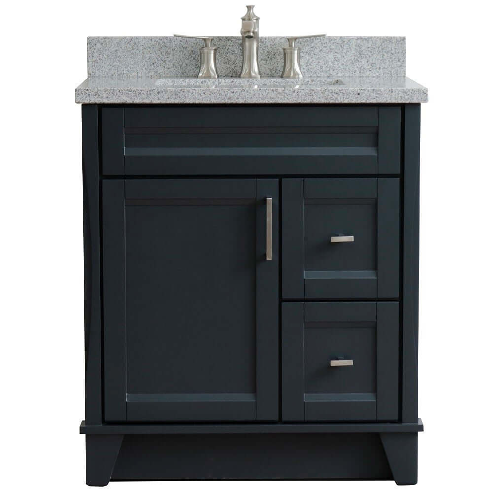 31" Single sink vanity in Dark Gray finish with Gray granite with rectangle sink - 400700-31-DG-GYR