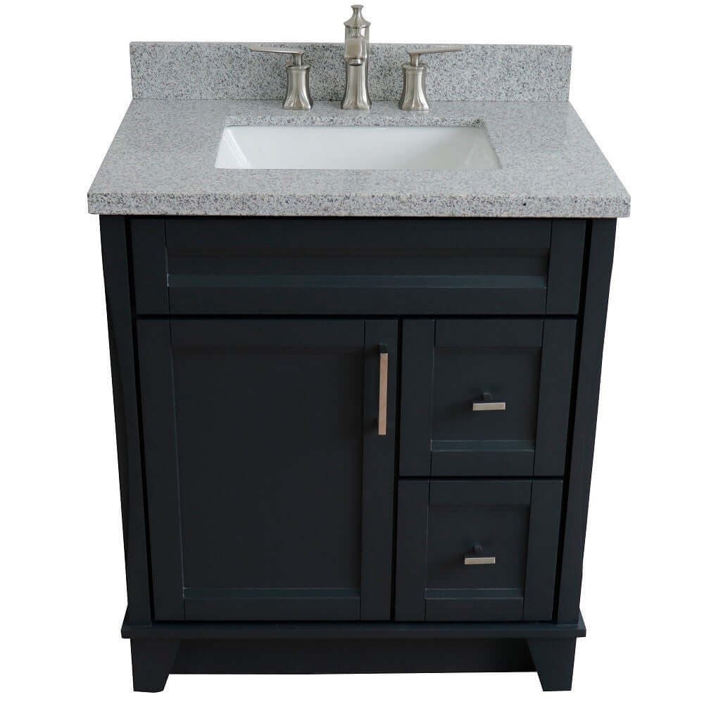 31" Single sink vanity in Dark Gray finish with Gray granite with rectangle sink - 400700-31-DG-GYR