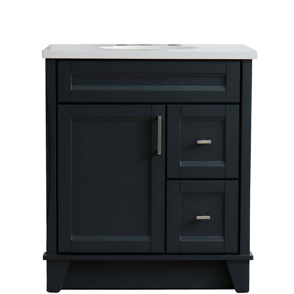 31" Single sink vanity in Dark Gray finish with White quartz with oval sink - 400700-31-DG-WEO