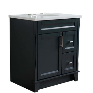 31" Single sink vanity in Dark Gray finish with White quartz with oval sink - 400700-31-DG-WEO