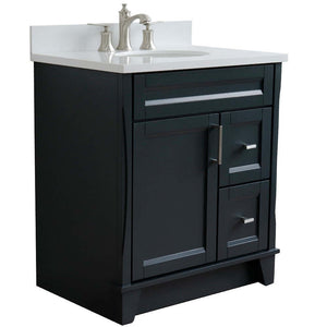 31" Single sink vanity in Dark Gray finish with White quartz with oval sink - 400700-31-DG-WEO