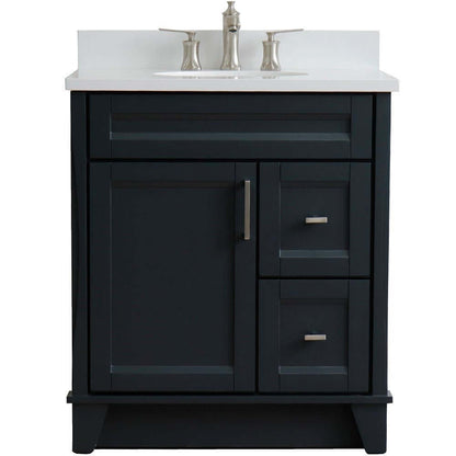 31" Single sink vanity in Dark Gray finish with White quartz with oval sink - 400700-31-DG-WEO