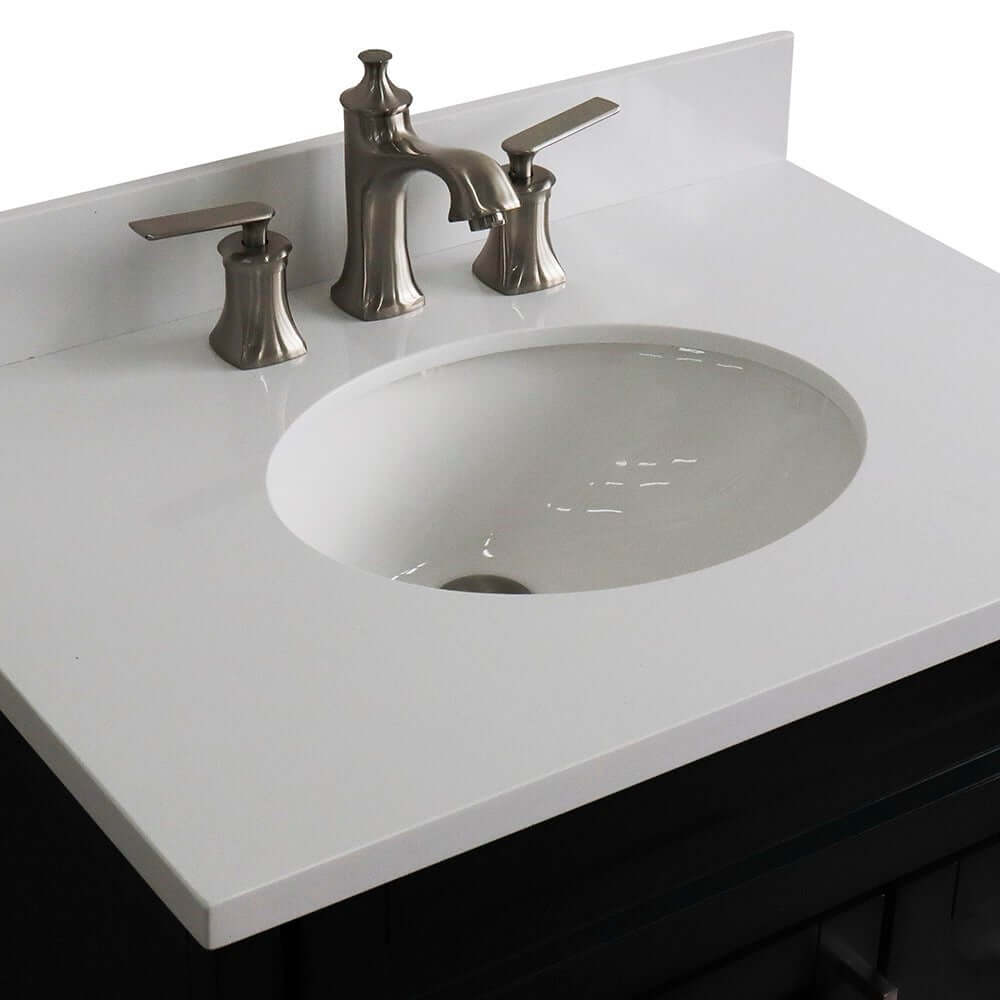 31" Single sink vanity in Dark Gray finish with White quartz with oval sink - 400700-31-DG-WEO