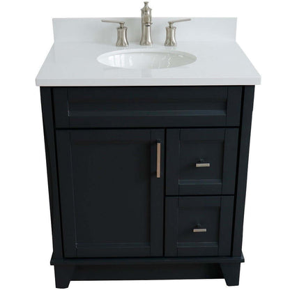 31" Single sink vanity in Dark Gray finish with White quartz with oval sink - 400700-31-DG-WEO