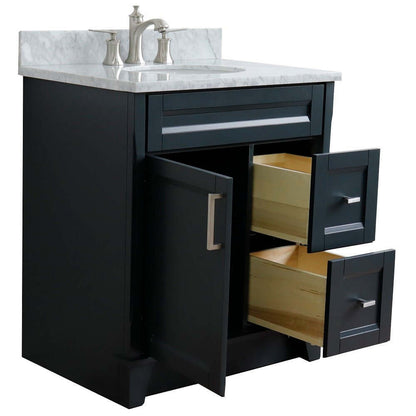 31" Single sink vanity in Dark Gray finish with White Carrara marble with oval sink - 400700-31-DG-WMO