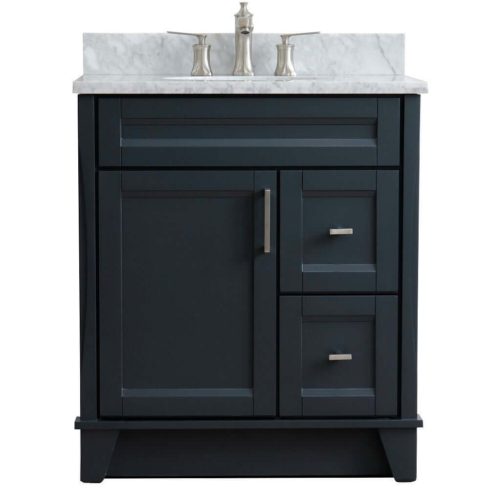 31" Single sink vanity in Dark Gray finish with White Carrara marble with oval sink - 400700-31-DG-WMO