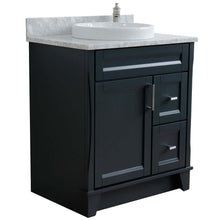 Load image into Gallery viewer, 31&quot; Single sink vanity in Dark Gray finish with White Carrara marble with round sink - 400700-31-DG-WMRD