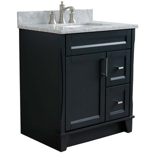 31" Single sink vanity in Dark Gray finish with White Carrara marble with rectangle sink - 400700-31-DG-WMR