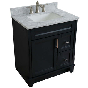 31" Single sink vanity in Dark Gray finish with White Carrara marble with rectangle sink - 400700-31-DG-WMR