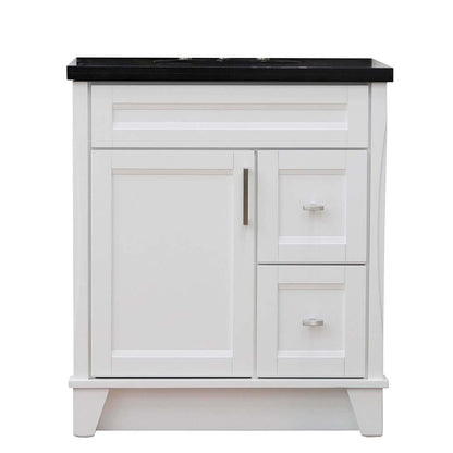 31" Single sink vanity in White finish with Black galaxy granite with oval sink - 400700-31-WH-BGO