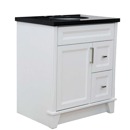 31" Single sink vanity in White finish with Black galaxy granite with oval sink - 400700-31-WH-BGO