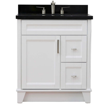 31" Single sink vanity in White finish with Black galaxy granite with oval sink - 400700-31-WH-BGO