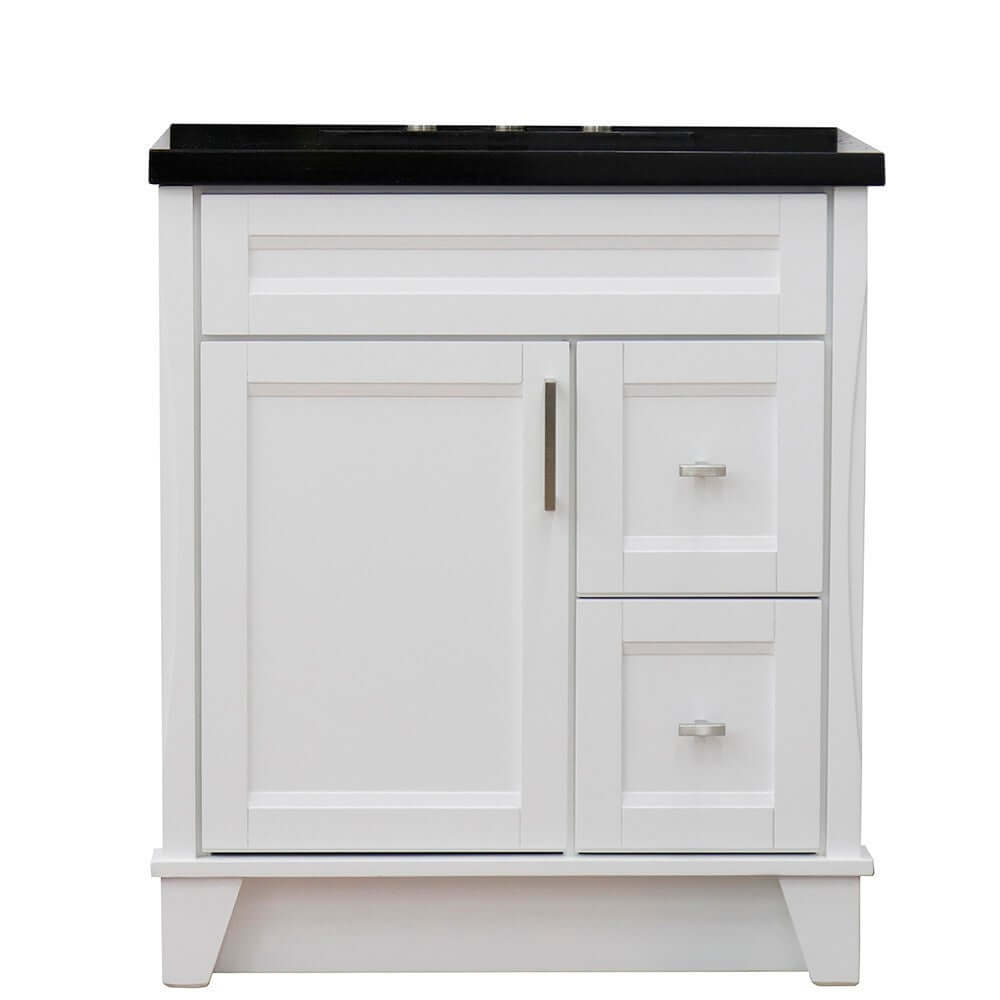 31" Single sink vanity in White finish with Black galaxy granite with rectangle sink - 400700-31-WH-BGR