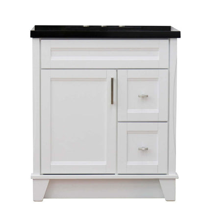 31" Single sink vanity in White finish with Black galaxy granite with rectangle sink - 400700-31-WH-BGR