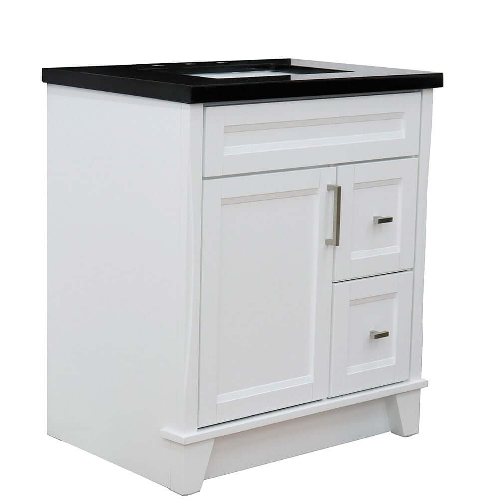 31" Single sink vanity in White finish with Black galaxy granite with rectangle sink - 400700-31-WH-BGR