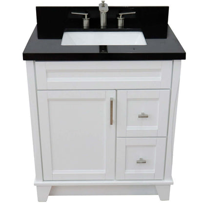 31" Single sink vanity in White finish with Black galaxy granite with rectangle sink - 400700-31-WH-BGR