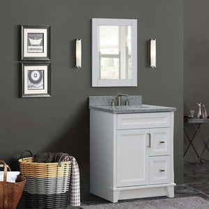 31" Single sink vanity in White finish with Gray granite with oval sink - 400700-31-WH-GYO