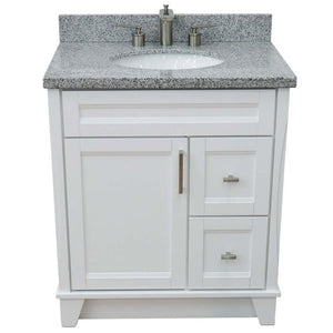 31" Single sink vanity in White finish with Gray granite with oval sink - 400700-31-WH-GYO