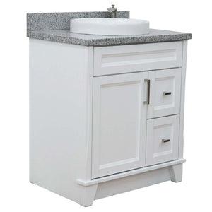 31" Single sink vanity in White finish with Gray granite with round sink - 400700-31-WH-GYRD