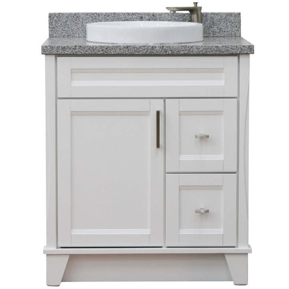 31" Single sink vanity in White finish with Gray granite with round sink - 400700-31-WH-GYRD