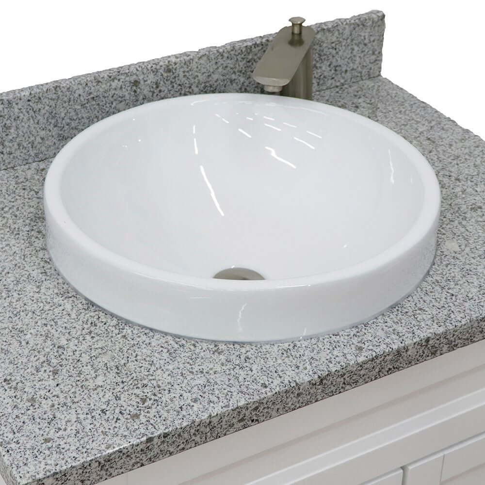 31" Single sink vanity in White finish with Gray granite with round sink - 400700-31-WH-GYRD